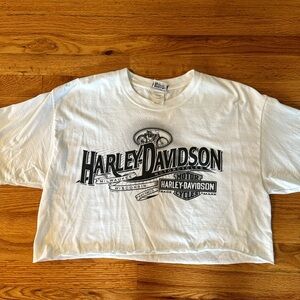 Vintage Harley Davidson Cropped T-shirt size Large